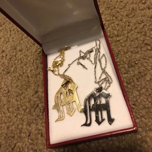 custom M initial necklaces